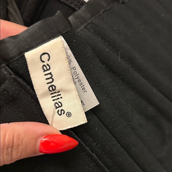 CAMELLIAS Black Satin Widw Waist Corset with Front Closure Sz M main image 7